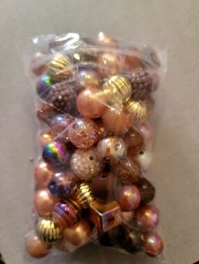Medium Size 100 pcs Mixed Bead Assortment - Rose Gold, Pink, Gold, Brown
